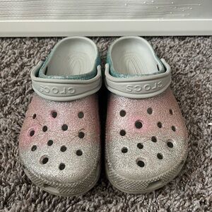 Crocs Kids Glitter Clogs - Pink and Grey